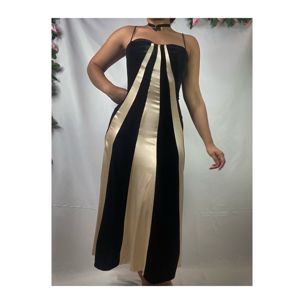 Vintage 90s velvet black maxi dress spaghetti straps